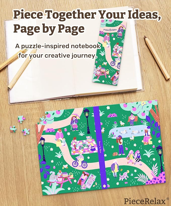 PieceRelax A5 Puzzle Journal for Adults, 300 Piece Plastic Jigsaw Book Cover (Includes Notebook) - Marie Boiseau - Peace by Piece, Unique Gift [YA1075] - Bloomnest