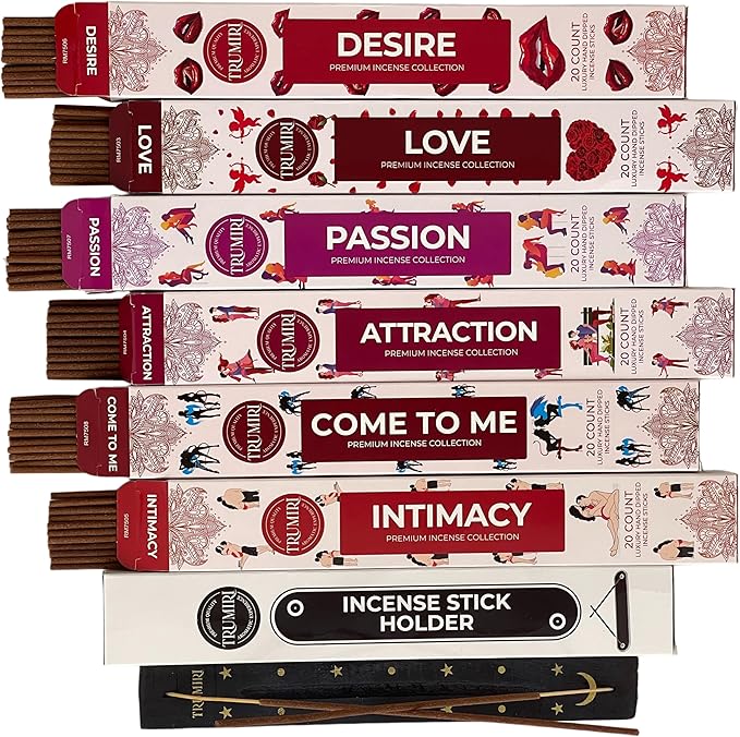 Trumiri Incense Sticks - Love Spell - Total 120 Insence-Sticks (20 Insense x 6 Incents) - Incienso Inscents-Sticks for Spell to Rekindle Call Attract New Fire of Love + Incense Holder - Bloomnest