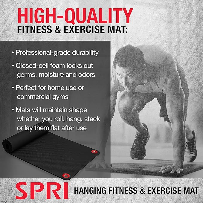 SPRI Hanging Exercise Mat, Fitness & Yoga Mat for Group Fitness Classes, Commercial Grade Quality with Reinforced Holes - Bloomnest