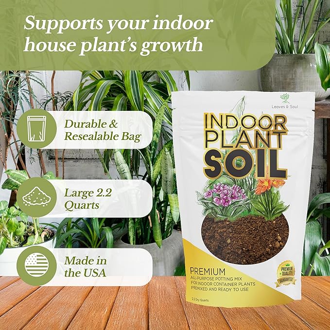 Indoor Plant Soil Premium All Purpose Blend | Large 2.2 Quarts | Ready to Use for Indoor Container and Houseplants | Peat, Coco Coir, Perlite, Dolomite | Made in USA - Bloomnest