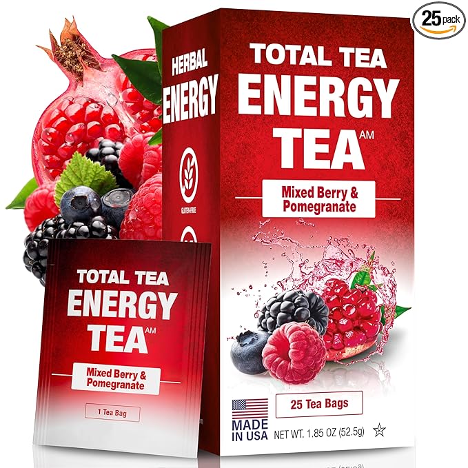 Total Tea Detox Guayusa Energy Tea - All Natural Herbal Caffeinated Tea Cleanse - Energy & Focus - Coffee Substitute - 25 Tea Bags for Men and Women - Bloomnest