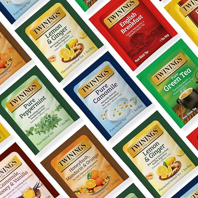Twinings 48 Tea Bags Herbal Variety Pack – 8 Flavors Individually Wrapped, Mix of Black, Green, and Herbal Teas, Perfect Tea for Any Occasion - Bloomnest