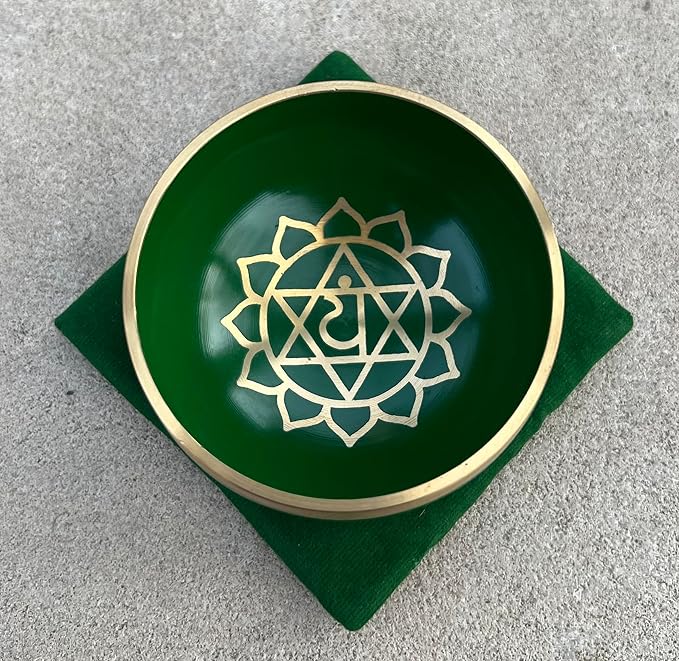 DharmaObjects Tibetan Heart Chakra Premium Palm Size Singing Bowl Gift Box Set - Bloomnest