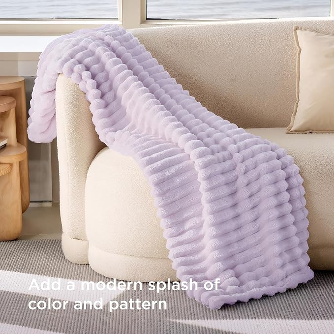 Bedsure GentleSoft Lavender Fog Fleece Blanket for Couch - Cozy Soft Blankets for Women, Cute Small Throws for Girls, 50x60 Inches - Bloomnest