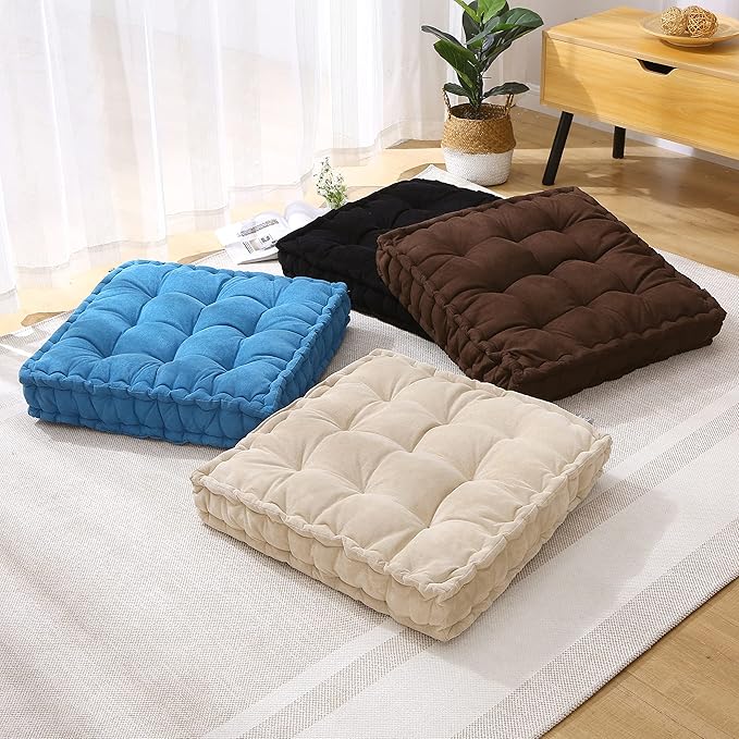 Verpert Floor pillow25x25Inch Square Meditation Cushion Floor Seating for Adults,Oversized Tufted seat Cushion Reading Nook for Kids,Yoga Meditation Pillow Sitting on Floor,Living Room Couch Outdoor