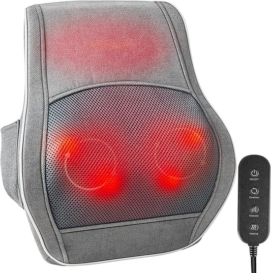 Brelley Shiatsu Neck and Back Massager with Heat, Deep Tissue Kneading Massage Pillow, Electric Massagers with Bi-Directional Rotating Head for Neck, Back, Shoulders, and Legs - Bloomnest