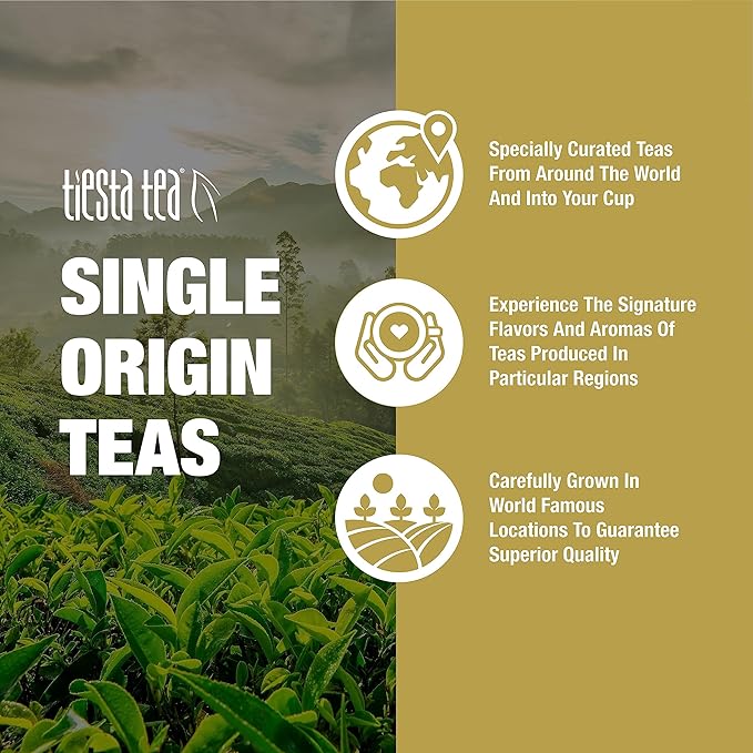 Tiesta Tea - Single Origin Tea Sampler Dry Flight Set, Loose Leaf, High to Low Caffeine, Makes Hot & Iced, Assorted Brew Sets with Green, White, Black & Oolong, 7 Resealable Sample Pouches - Bloomnest