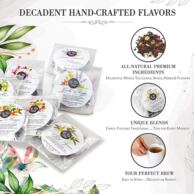 Lemon Lavender Green Tea by La Tea Dah, Antioxidant Rich Tea Made with Lightly Caffeinated Green Tea Leaves, Lemongrass, & Lavender Flowers, Floral Tea Gift Collection (12 Sachets) - Bloomnest