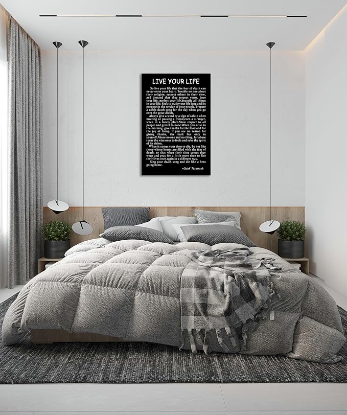Chief Tecumseh Live Your Life Motivational Wall Art Printed Modern Artwork Inspirational Canvas Poster for Living Room Hallway Office Home Decor Stretched and Framed [24" W X 36" H] - Bloomnest