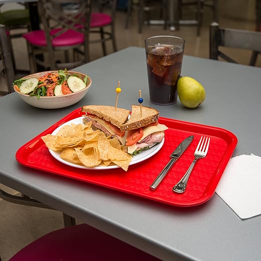 Carlisle FoodService Products CT121605 Café Standard Cafeteria/Fast Food Tray, 12" x 16", Red (Pack of 2) - Bloomnest