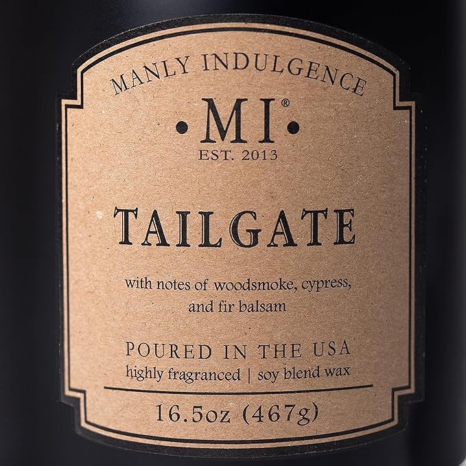 Manly Indulgence Tailgate Scented Candles for Men, 2 Wick, 16.5 oz Premium Soy Blend Wax, 60H Burn, Candles for Home Scented - Made in The USA - Bloomnest
