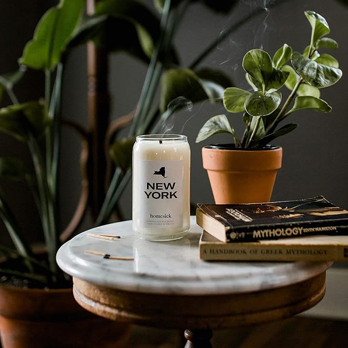 Homesick Scented Candles for Home (New York) - 13.75 oz Long-Lasting Soy Wax Jar Candle for Women & Men for All Occasions, 60-80 Hours Burn Time - Notes of Nutmeg, Cinnamon & Clove - Bloomnest