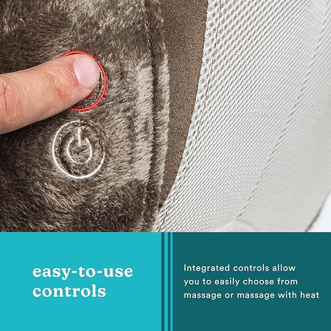 HoMedics Back and Neck Massager, Portable Shiatsu All Body Massage Pillow with Heat, Targets Upper and Lower Back, Neck and Shoulders. Lightweight for Travel - Bloomnest