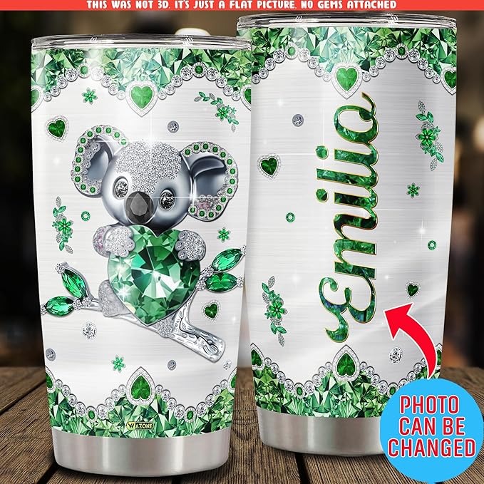 WAZONE Personalized Koala Coffee Tumbler With Lid Custom Name Travel Mugs For Adults Teen Kids Koalas Lovers Stainless Steel 20oz 30oz Vacuum Insulated Drinking Cup Birthday Christmas Gifts - Bloomnest