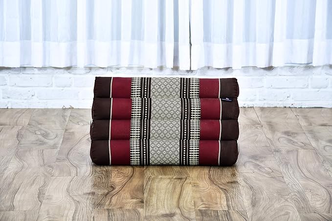 Leewadee Triangle Cushion – Comfortable Backrest for TV or Reading, Incline Pillow for Relaxing Made of Kapok, 20 x 13 x 13 inches, Brown Red - Bloomnest