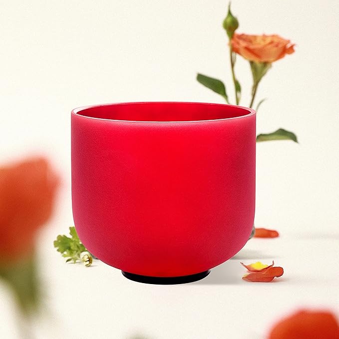TOPFUND 7 inch Red C Note Crystal Singing Bowl Root Chakra Meditation Sound Healing