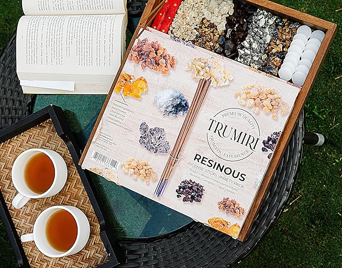 Trumiri Incense Sticks - 120 Insence-Sticks (20 Insense x 6 Incents) - Incienso Inscents-Sticks with Dragon Blood Frankincense Myrrh Benzoin Amber Copal Resin and Camphor Alcanfor + Incense Holder - Bloomnest