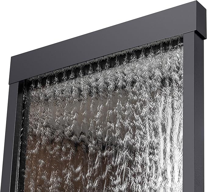 Alpine Corporation Mirror Waterfall Fountain with Stones and Lights - Zen Indoor/Outdoor Decor for Office, Living Room, Patio, Entryway - 72 Inches - Bloomnest