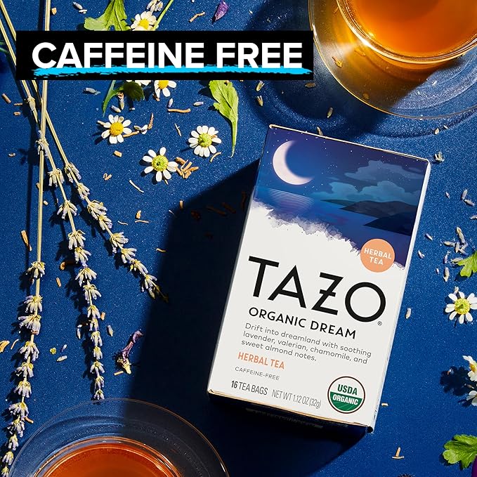 TAZO Organic DREAM Herbal Tea Bags, Caffeine-Free Bedtime Tea, Relaxing Chamomile and Lavender Blend, 16 Total Tea Bags - Bloomnest