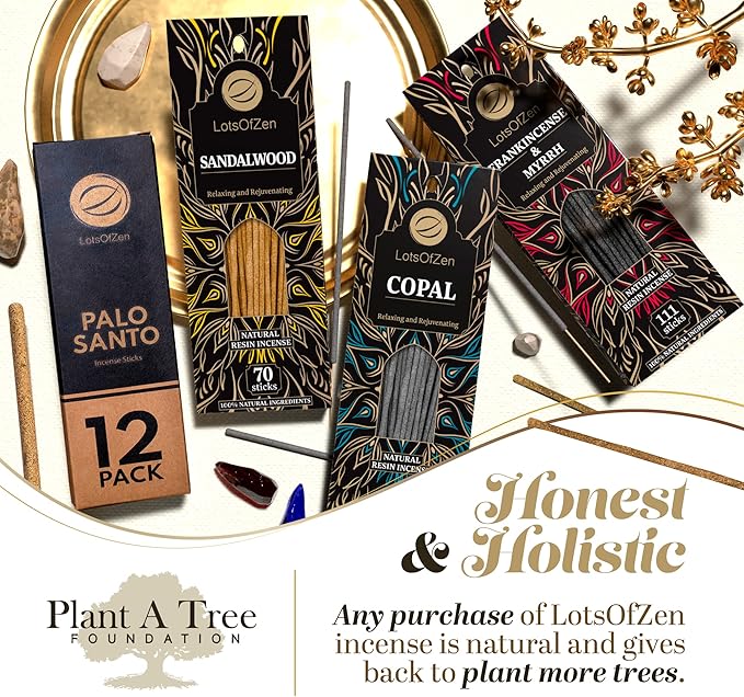 Sandalwood Incense Sticks (70 Pack) - Natural 7.8" Incense for Cleansing, Meditation & Spiritual Healing - Pure Sandal Wood Resin, Long-Lasting Burn Time LotsOfZen