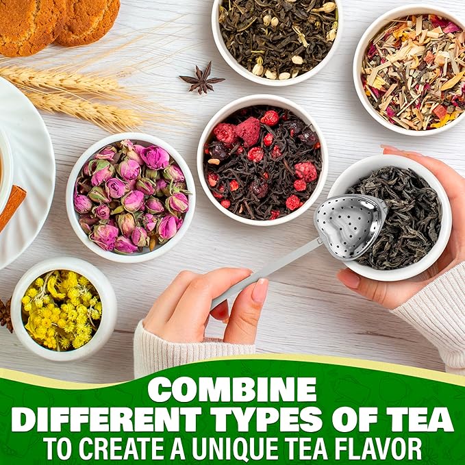 10 Pcs Heart Tea Infuser for Loose Leaf Tea Steeper – Rust-Resistant Stainless Steel Strainers with Secure Clasp, Easy Brewing Design, Keeps Loose Leaves Contained | Suitable for Parties & Gifting - Bloomnest