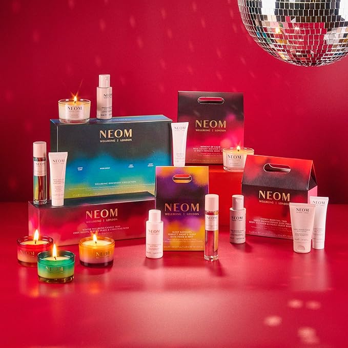 NEOM- Winter Wellbeing Candle Trio Gift Set I 3 x 75gram Candles I 100% Natural Fragrance I Cosy Nights, Christmas Wish & Perfect Peace Candles - Bloomnest