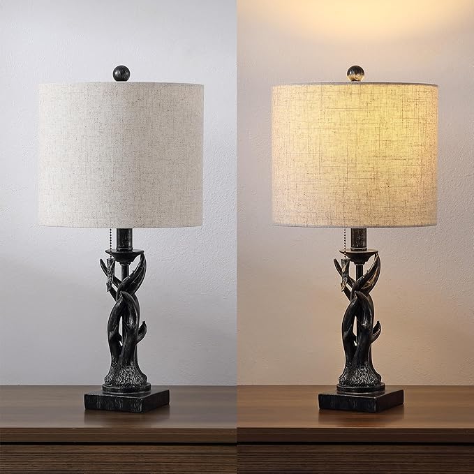 JONATHAN Y JYL1031B Gaston 20.5" Resin Mini LED Table Lamp for Living Room, Family Room, Dining Room, Bedroom, Hallway, Office, Antique Black - Bloomnest