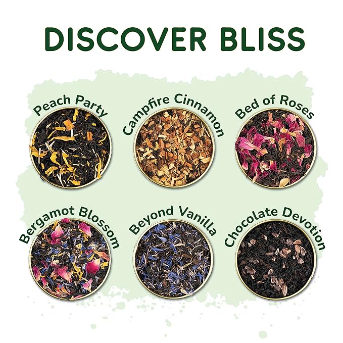 BREWIX, Discover Bliss Premium Assorted Tea Gift Set for Women (6 Premium Teas / 75+ Cup) | Tea Gift Sets For Tea Lover | Tin Caddy Presentation Box | Gifts for Her | Gifts for Women - Bloomnest