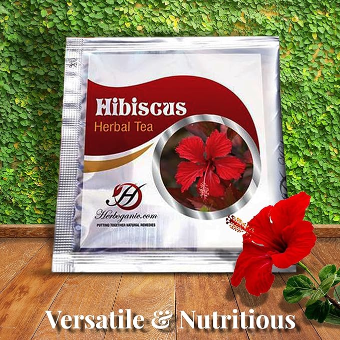 HERBOGANIC Hibiscus Herbal Tea - Digestion and Immune Support | Refreshing and Delicious Blend | Natural Ingredients | 20 Tea Bags - Bloomnest