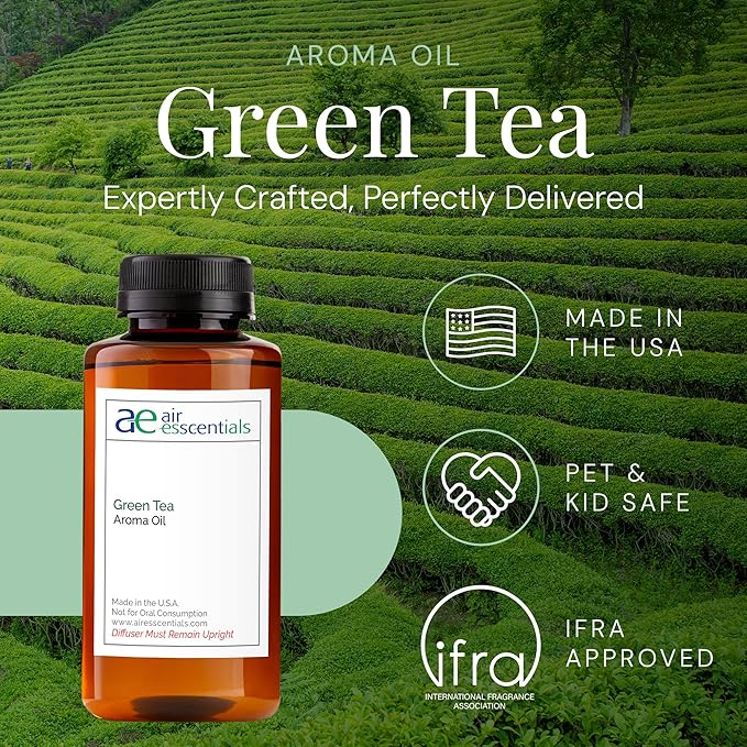 Green Tea Aroma Oil, Essential Oils Blend for Diffusers & Scent Machines, Citrus, Delicate Florals, Warm Tea, Aromatherapy, Cold Air Diffuser Compatible, 300 mL - Bloomnest