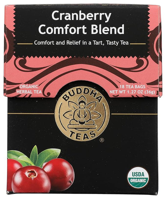 Buddha Teas - Organic Cranberry Comfort Blend - Herbal Tea - For Health & Wellbeing - With Antioxidants & Minerals - Clean Ingredients - Caffeine Free - OU Kosher & Non-GMO - 18 Tea Bags (Pack of 1)