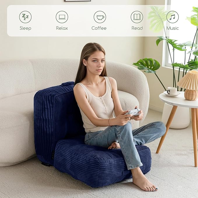 8" Washable Floor Pillow Cushion for Adults, Meditation Cushion Pillow, Large Square Floor Sitting, Removable Tufted Corduroy Cover, for Tatami Living Room or Yoga, 22x22 Inch, Machine Washable - Bloomnest