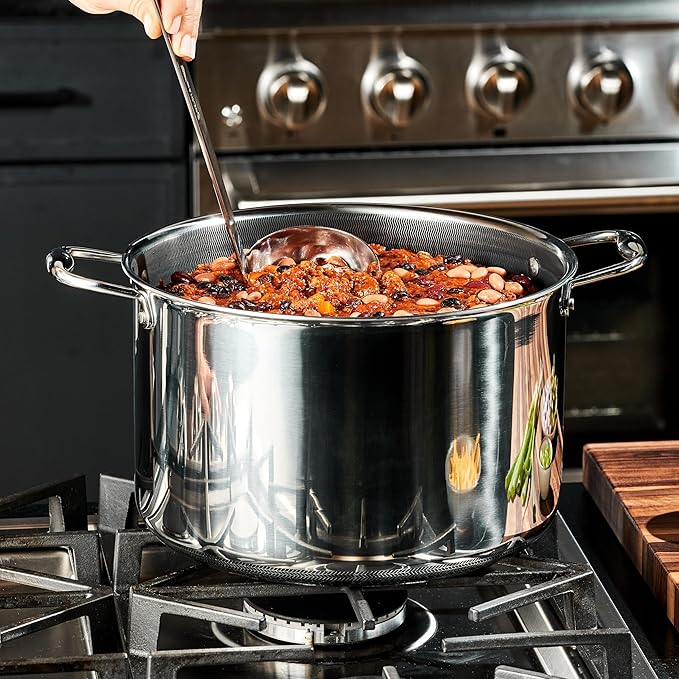 HexClad Hybrid Nonstick 10-Quart Stockpot with Tempered Glass Lid, Stay-Cool Handles, Dishwasher-Friendly, Oven-Safe Up to 900°F, Induction Ready, Compatible with All Cooktops - Bloomnest