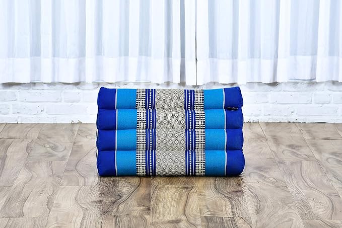 Leewadee Triangle Cushion – Comfortable Backrest for TV or Reading, Incline Pillow for Relaxing Made of Kapok, 20 x 13 x 13 inches, Blue - Bloomnest