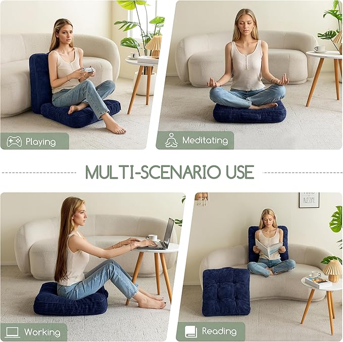 HIGOGOGO Washable Floor Pillow Cushion for Adults, Meditation Cushion Pillow, Large Square Floor Sitting, Removable Tufted Corduroy Cover, for Tatami Living Room or Yoga, 22x22 Inch, Machine Washable - Bloomnest
