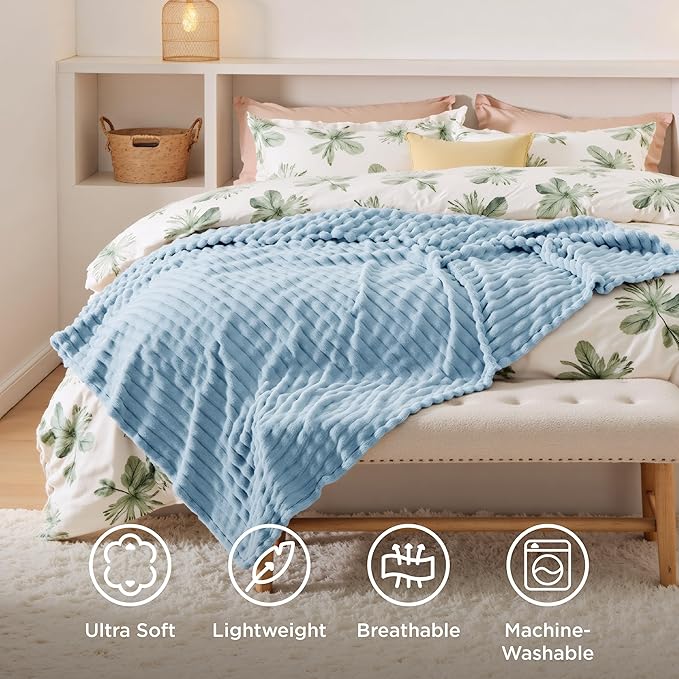 Bedsure GentleSoft Blue Twin XL Blanket for Bed - Cozy Soft Blankets for Women, Cute Small Fleece Throws for Girls, Birthday Gifts for Women Decor Gifts, Light Blue, 66x90 Inches - Bloomnest