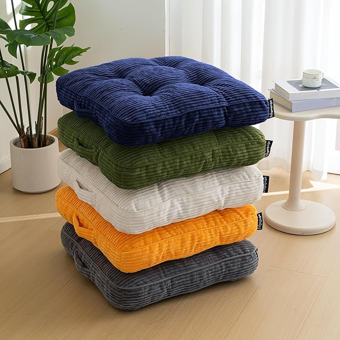 Washable Floor Pillow Cushion for Adults, Meditation Cushion Pillow, Large Square Floor Sitting, Removable Tufted Corduroy Cover, for Tatami Living Room or Yoga, 22x22 Inch, 2Pack, Machine Washable - Bloomnest