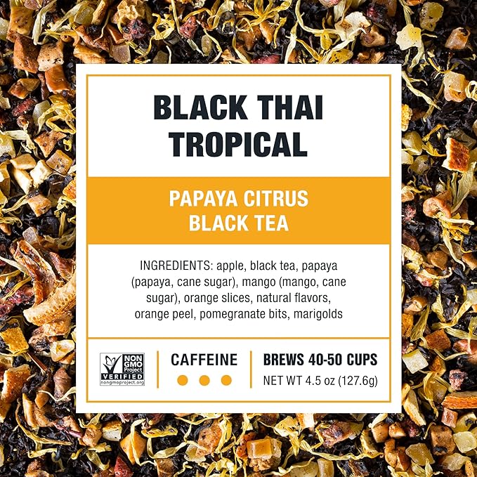 Tiesta Tea - Black Thai Tropical, Loose Leaf, Mango Citrus Black Tea, Premium Blend, High Caffeinated, Make Hot or Iced & Brews up to 50 Cups, 4.5oz Refillable Tin - Bloomnest