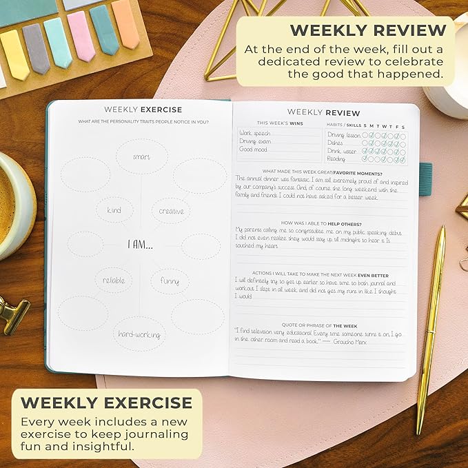 Clever Fox Gratitude Journal – Happiness, Positivity & Affirmation Daily Journal – Inspirational Daily Notebook – 3 Months, A5 (Aquamarine) - Bloomnest