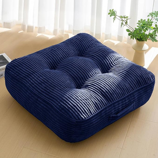 6" Washable Floor Pillow Cushion for Adults, Meditation Cushion Pillow, Large Square Floor Sitting, Removable Tufted Corduroy Cover, for Tatami Living Room or Yoga, 22x22 Inch, Machine Washable - Bloomnest
