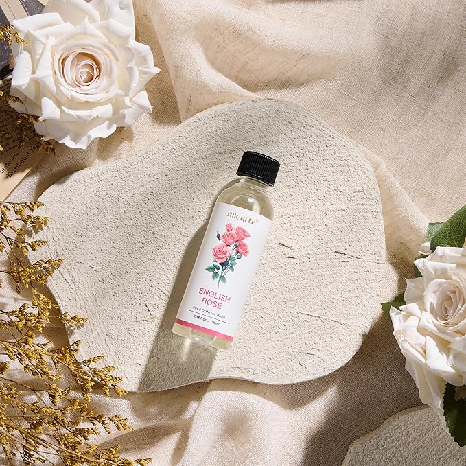 Airkeep Reed Diffuser Oil Refill/English Rose/3.38oz（100ml/1 Pack/Scented Oil Refill for Reed Diffuser Home Fragrance for Bedroom, Bathroom Office Home Decor - Bloomnest