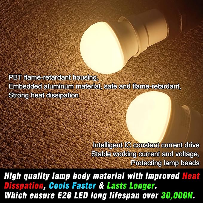 5W 120V A15 LED Nightlight Bulb 2700K Soft Warm White 40Watt Equivalent E26 Medium Base LED Energy Saving Household Bulbs for Bedroom Living Room Patio Porch Ceiling Fan Lighting, Non-Dimmable, 2 Pack - Bloomnest