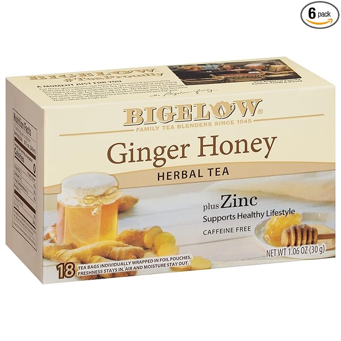 Bigelow Tea Ginger Honey plus Zinc, 18 Count (Pack of 6), 108 Total Tea Bags - Bloomnest
