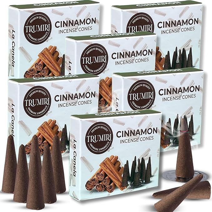 Cinnamon Incense Cones - Total 60 Cone Incense - Six Packs of 10 Insence Cones - Incense Cones Scented - Cone Incense Scents - Insense Cones - Inscent Cones TRUMIRI