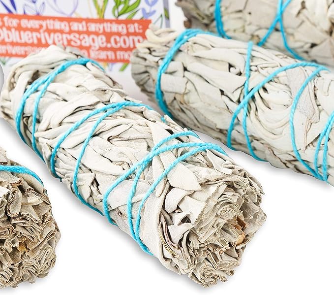 Blue River Sage Smudging & Energy Cleansing Kit with Amethyst, White Sage, Palo Santo, Abalone Shell, Stand & Guide (Regular) BLUE+RIVER+SAGE