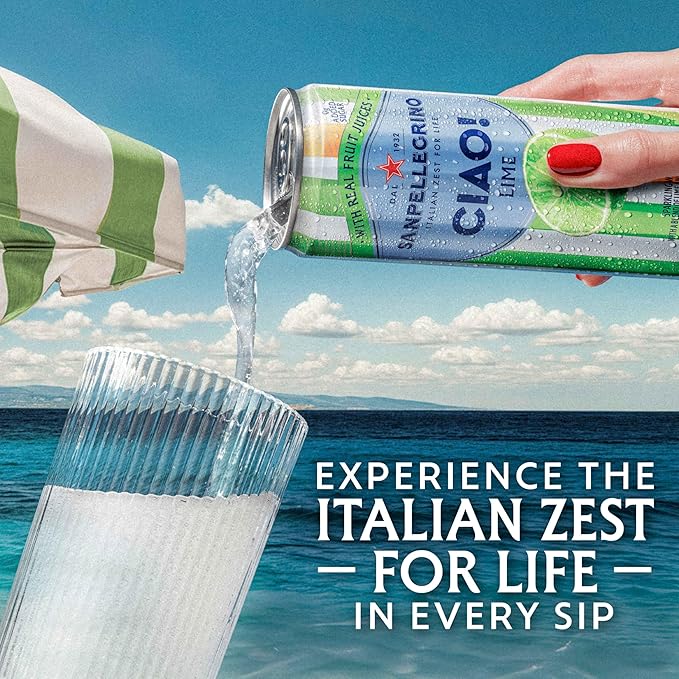 Sanpellegrino CIAO Lime Sparkling Water, Low-Calorie Italian Sparkling Water with Real Fruit Juices, 0g Added Sugar, 24-Pack - Bloomnest