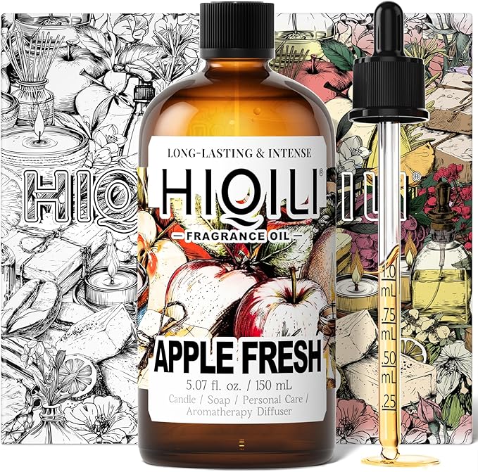 HIQILI Apple Fresh Fragrance Oil for Home Diffuser, Candles, Soaps, Bath Bombs & Perfume Making, Long-Lasting Fruity Scent - 5.07 Fl Oz HIQILI