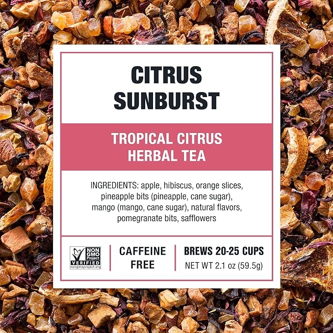 Tiesta Tea - Citrus Sunburst, Loose Leaf, Tropical Citrus Herbal Tea, Premium Non-Caffeinated Fruit Blend, Make Hot or Iced, Brews Up to 25 Cups, 2.1 Ounce Resealable Pouch - Bloomnest
