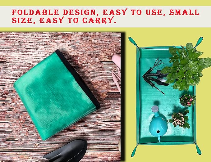 2 PCS Plant Repotting Mat for Indoor Plants, 43" X 29" Thickened Foldable Waterproof Plant Potting Tray and Mess Control, Portable Potting Mat Gardening Tray for House Plants Succulents, Extra Large - Bloomnest