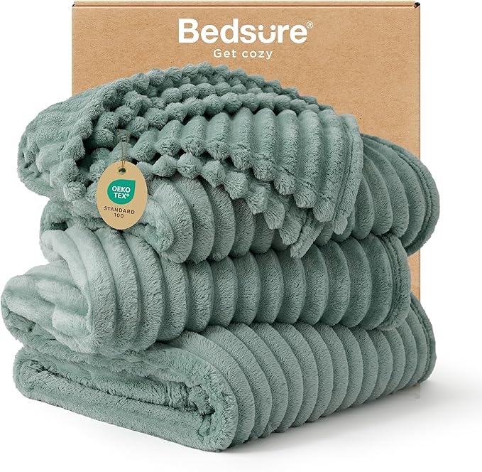 Bedsure GentleSoft Large Fleece Blanket for Bed - Cozy Soft Throw Blankets for Women, Cute Large Throws for Girls, Sage Green, 120x120 Inches - Bloomnest